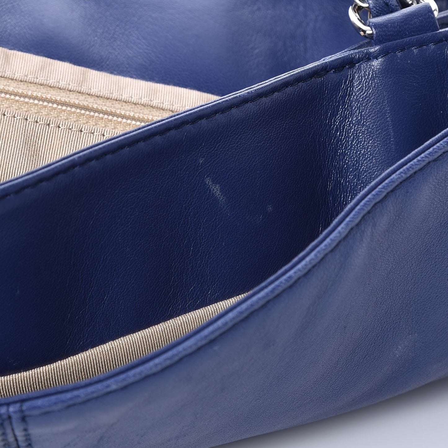 Shiny Lambskin Quilted Large Trianon Messenger Flap Blue