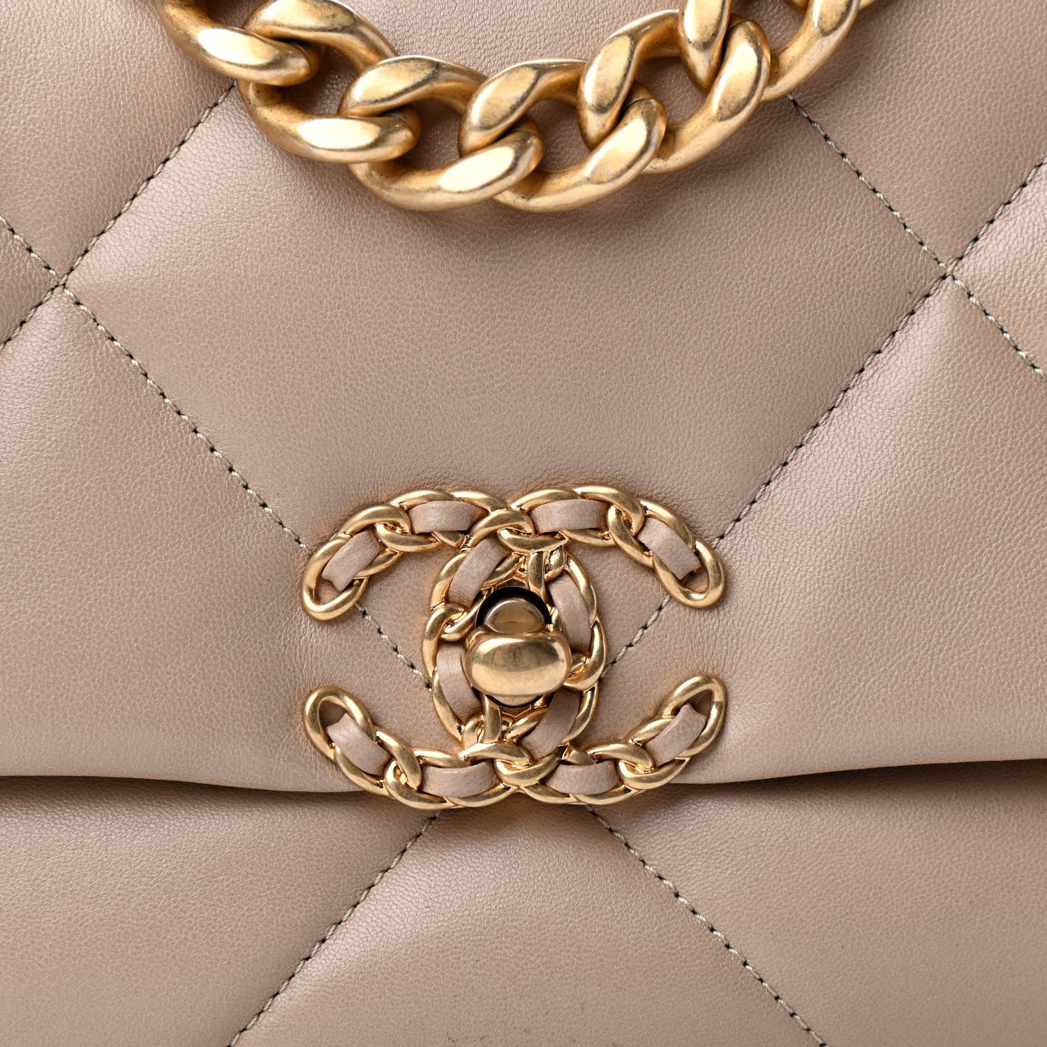 Chanel Lambskin Quilted Medium Chanel 19 Flap Dark Beige 10 of 10