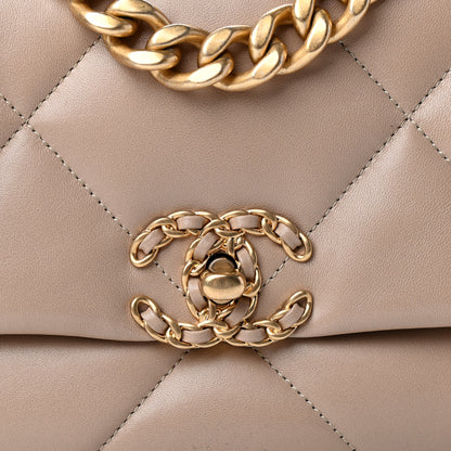 Chanel Lambskin Quilted Medium Chanel 19 Flap Dark Beige 10 of 10