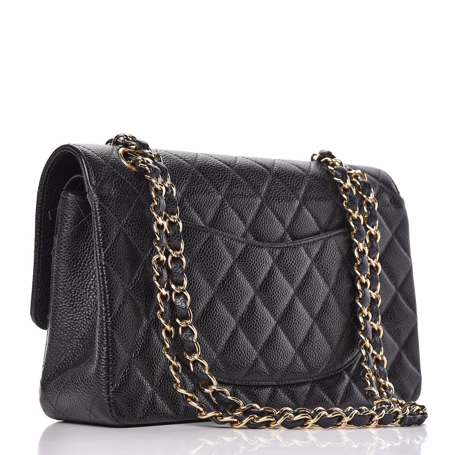 Caviar Quilted Medium Double Flap Black