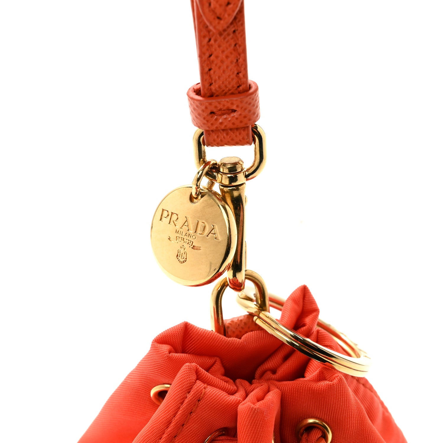Prada Re-Nylon Saffiano Mini Icon Keychain Charm Arancio 7 of 9