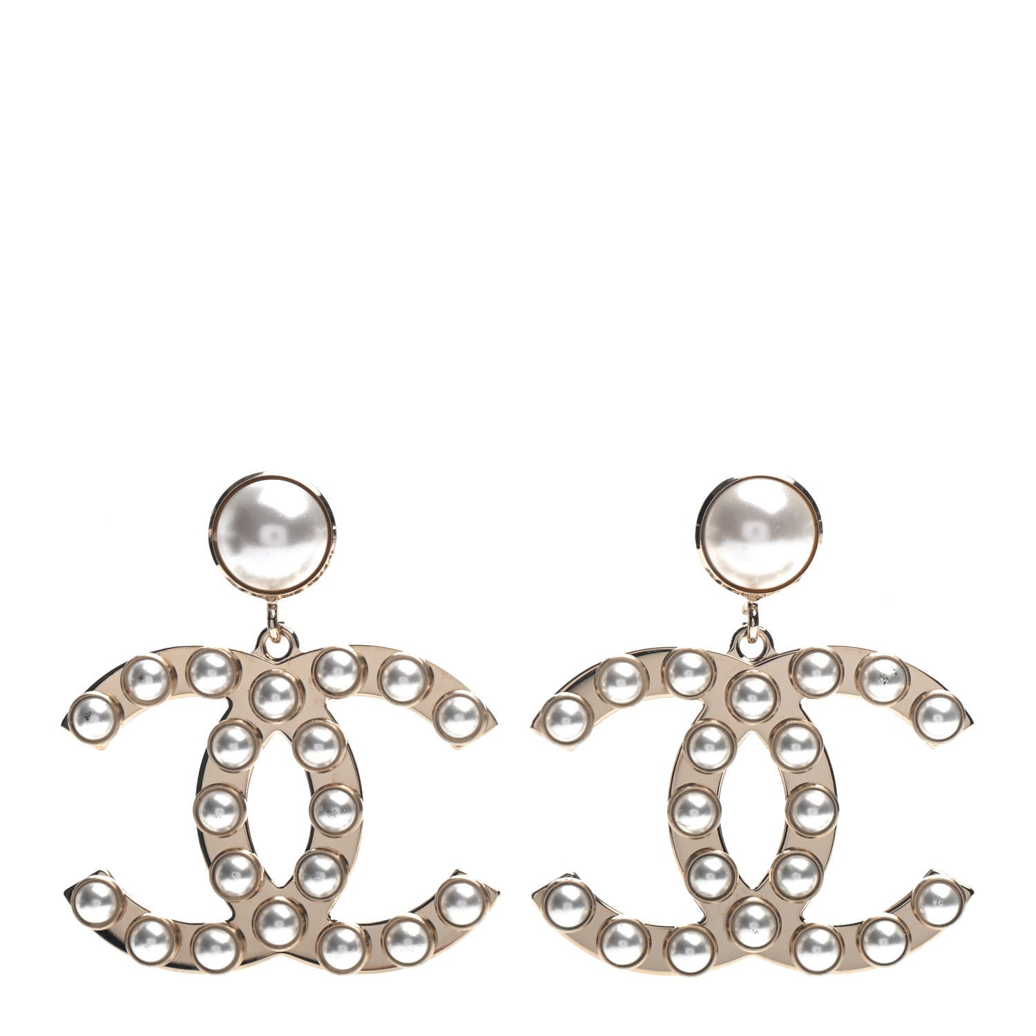 Chanel Pearl CC Drop Earrings Gold 1 of 5