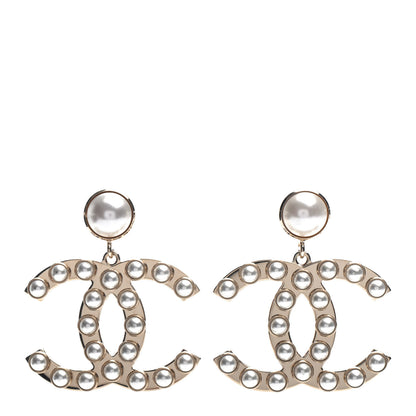 Chanel Pearl CC Drop Earrings Gold 1 of 5