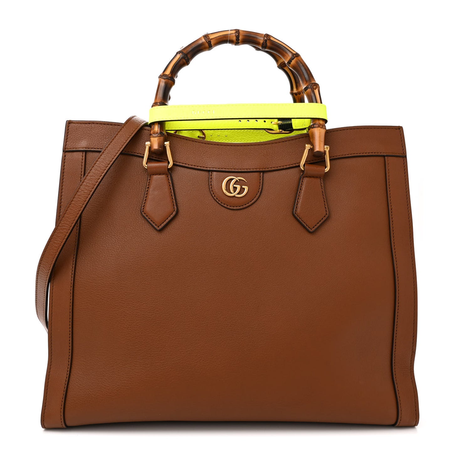 Wonka Grain Calfskin Medium Diana Tote Bag Cuir Yellow Fluo