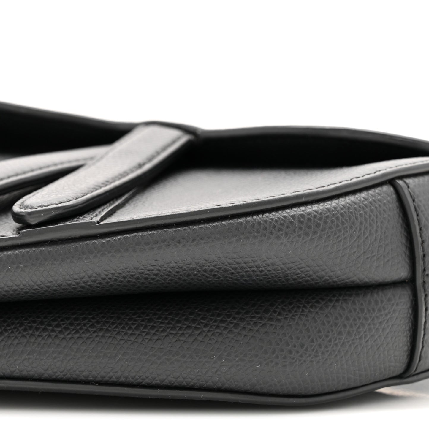 Grained Calfskin Mini Saddle Bag Black