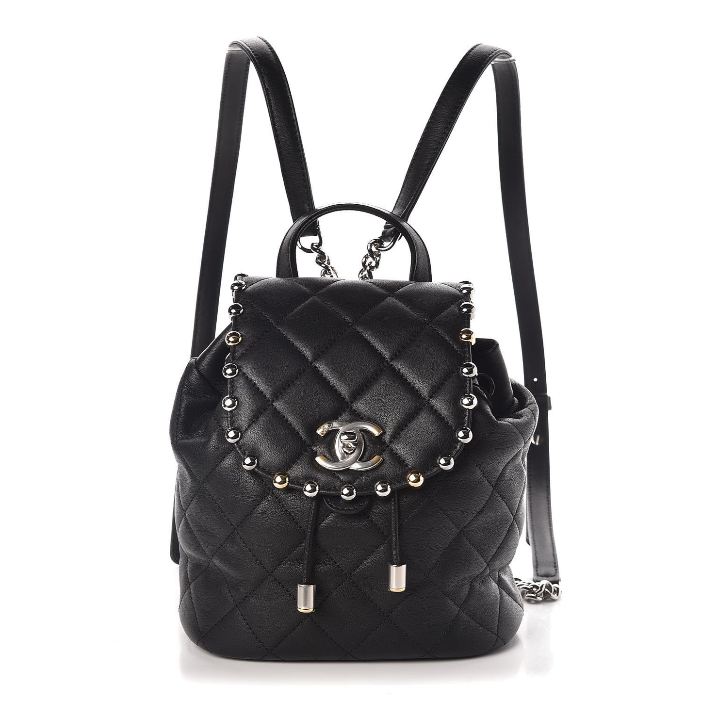Lambskin Quilted Metallic Bubble Backpack Black