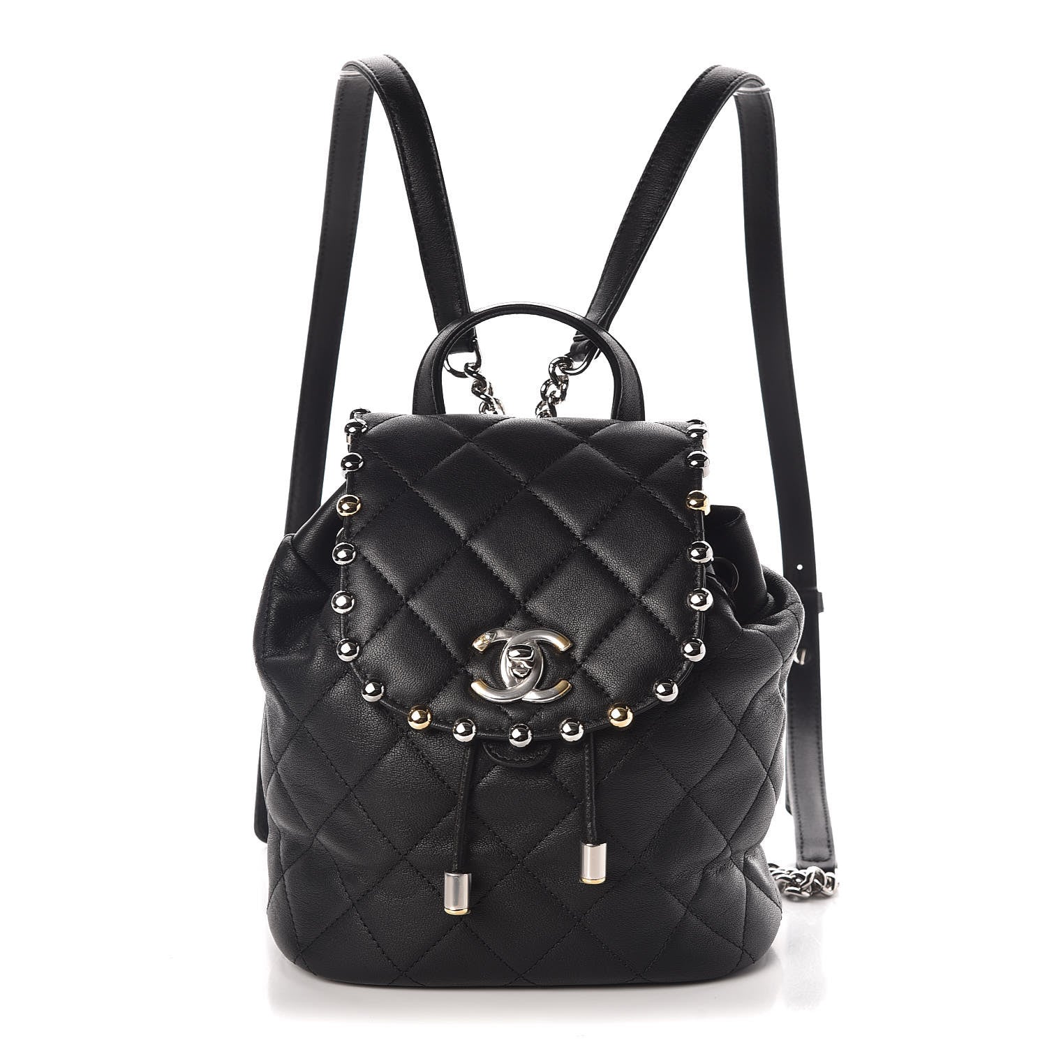 Chanel Lambskin Quilted Metallic Bubble Backpack Black 1 of 11