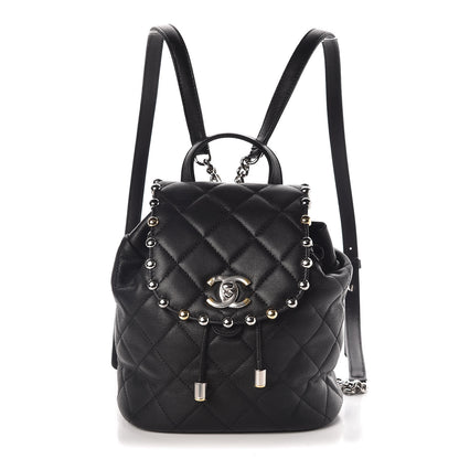 Chanel Lambskin Quilted Metallic Bubble Backpack Black 1 of 11