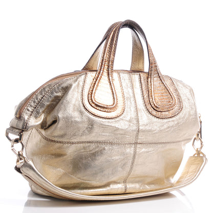 Givenchy Metallic Calfskin Lizard Embossed Large Nightingale Gold 3 of 11