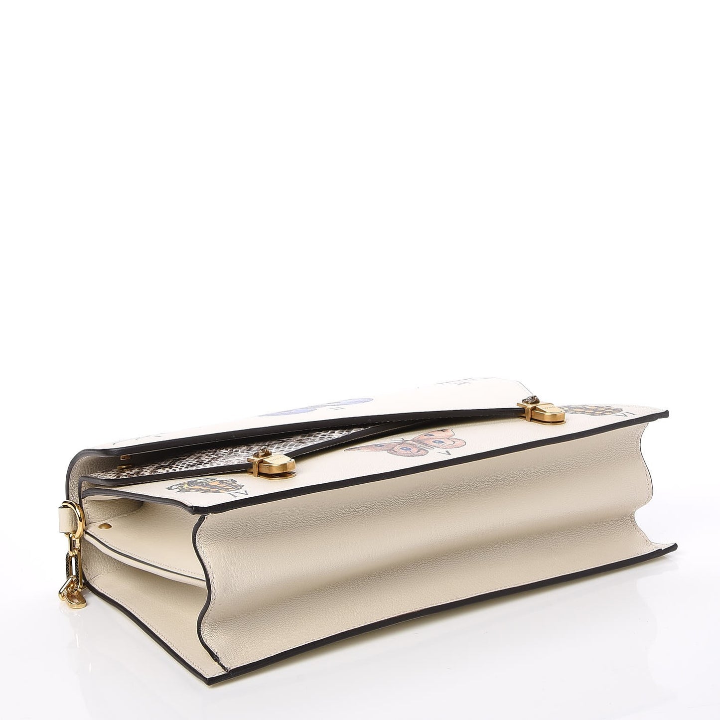 Calfskin Snakeskin Studded Medium Ottilia Top Handle Bag White
