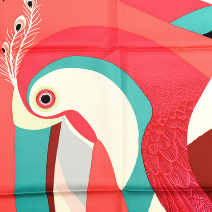 Hermes Silk Toucans De Paradis Scarf 90 Rose Vif Creme Vert 2 of 6