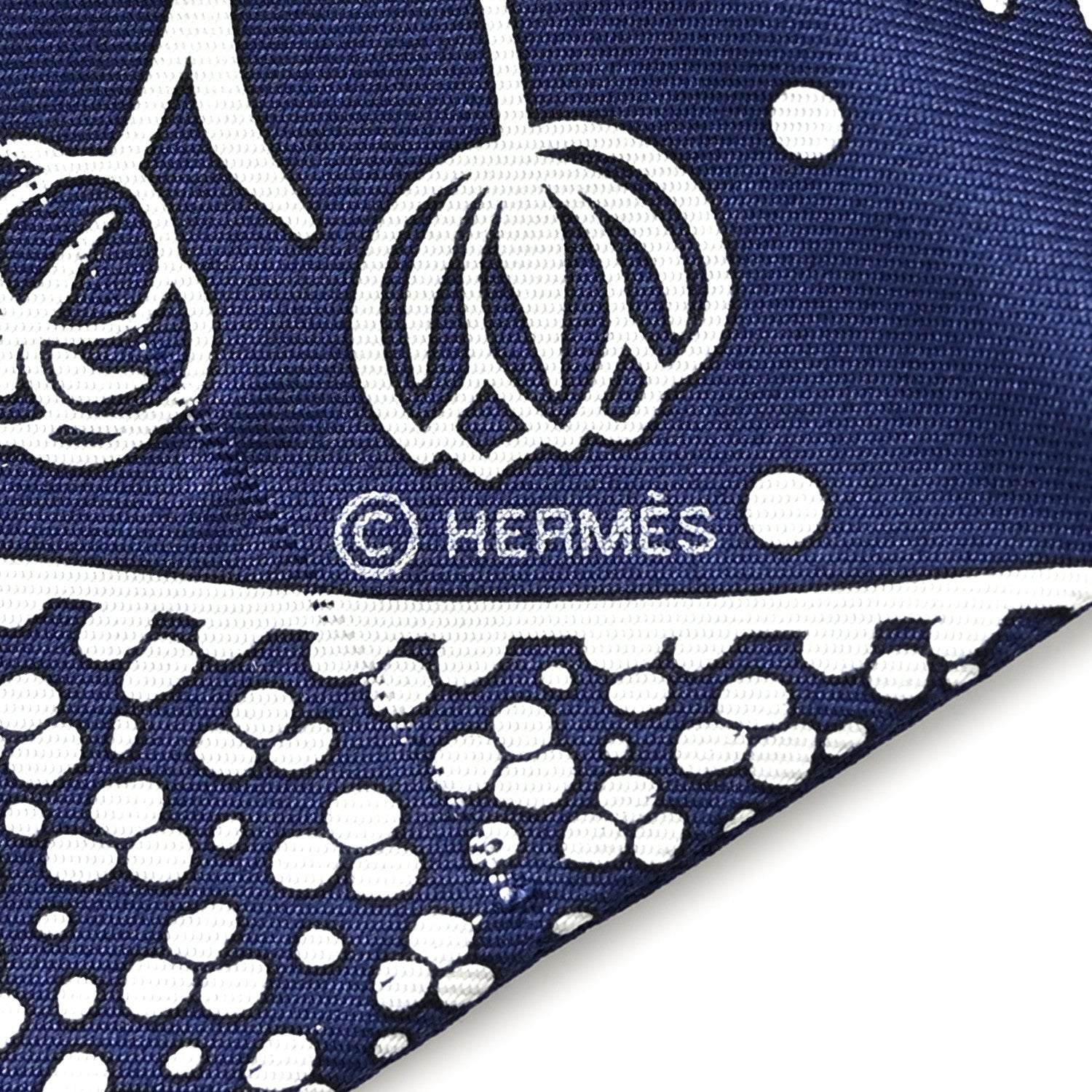 Hermes Silk Les Leopards Twilly Marine White 3 of 4