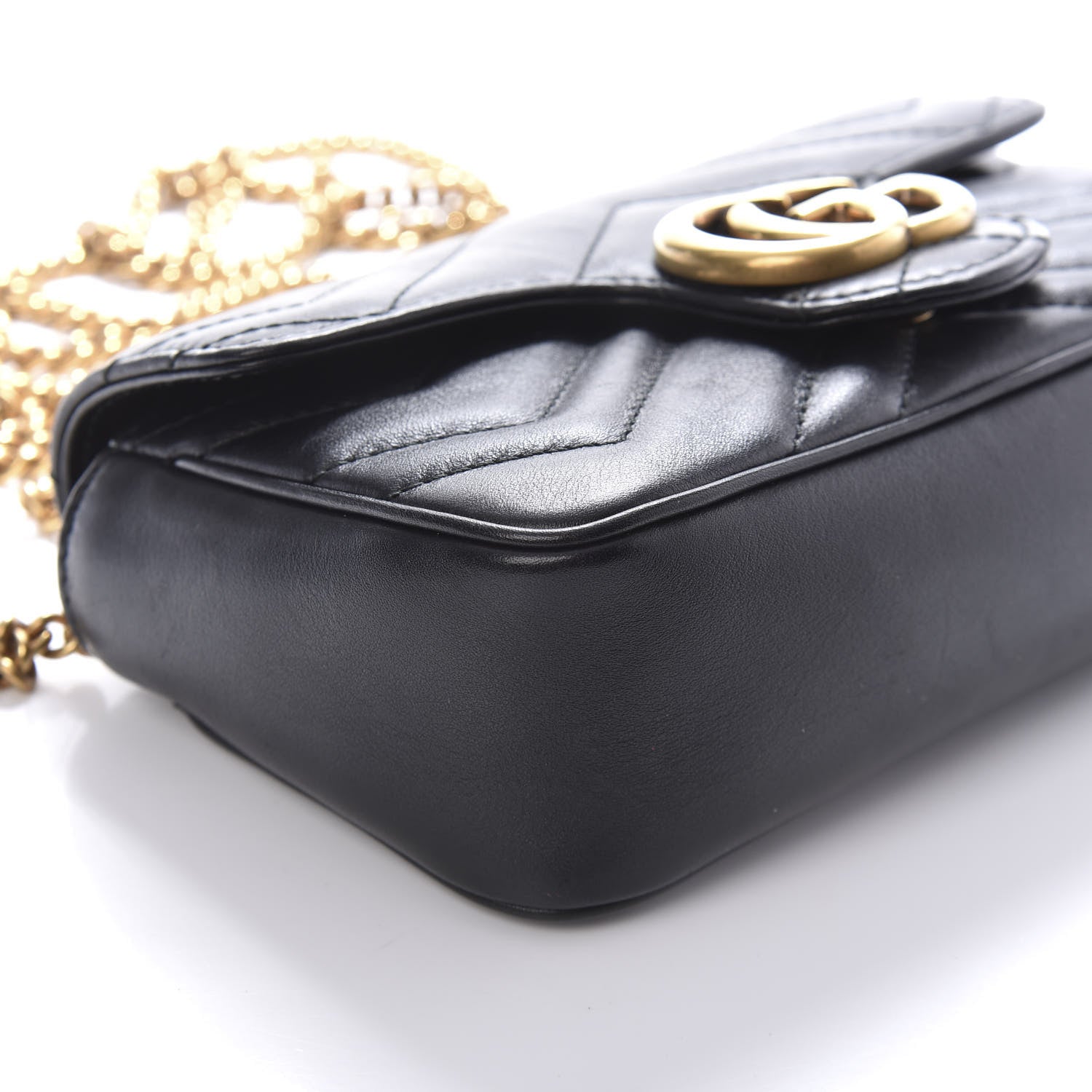 Gucci Calfskin Matelasse Super Mini GG Marmont Shoulder Bag Black 8 of 10