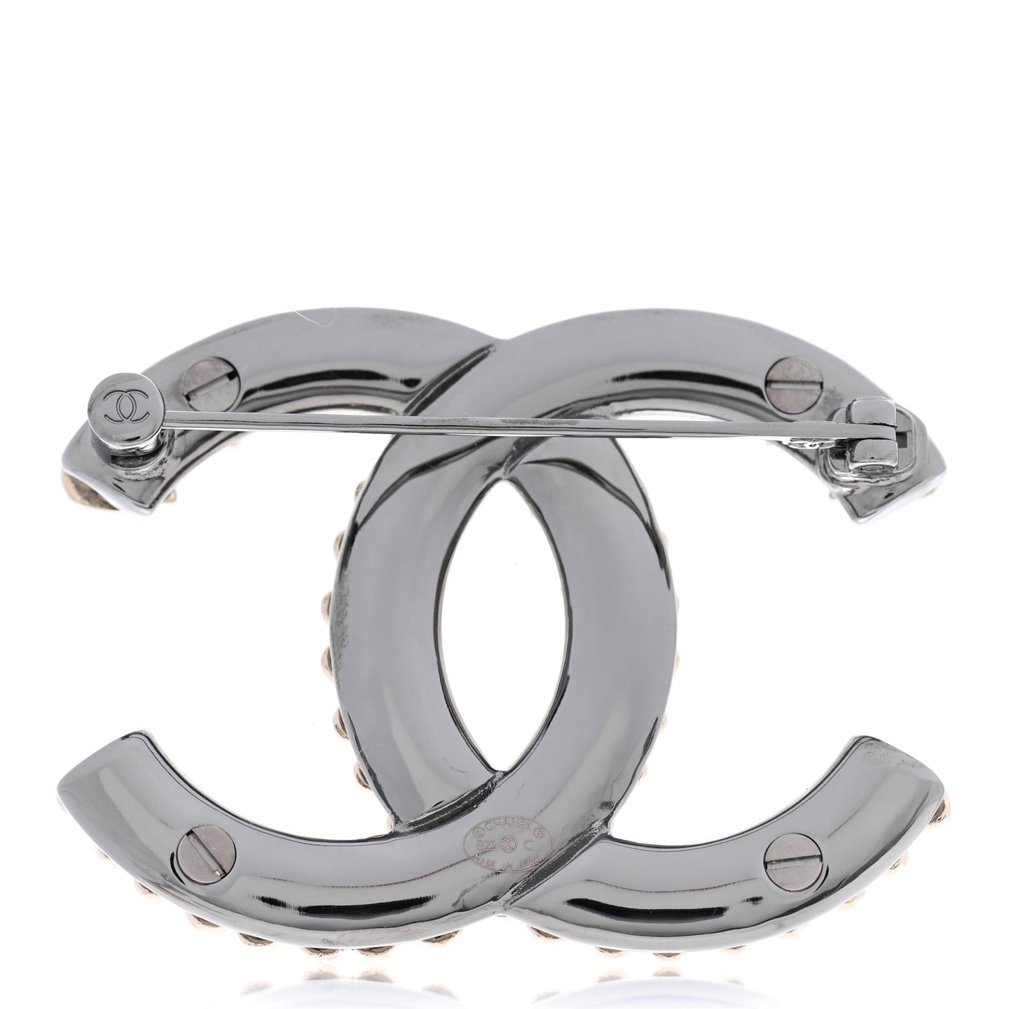 Metal CC Heart Brooch Gold Silver