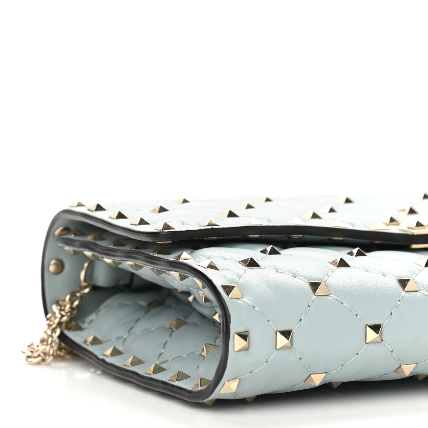 Valentino Garavani Nappa Rockstud Spike Wallet on Chain Celadon 5 of 8