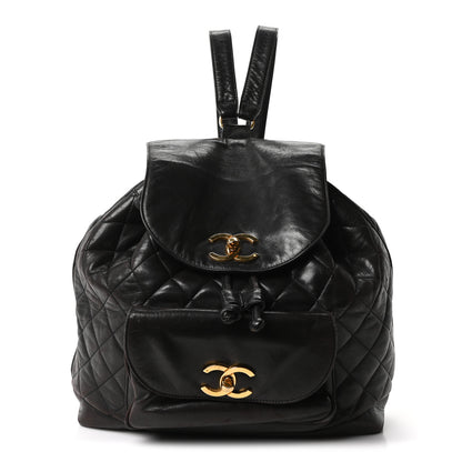 Chanel Lambskin Quilted Drawstring Backpack Brown 1 of 11