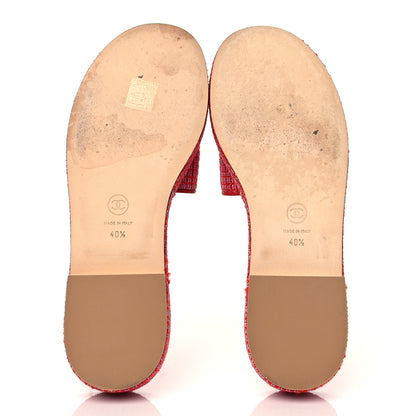 Chanel Tweed Lambskin CC Mules 40.5 Red White 5 of 11