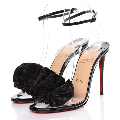 Christian Louboutin Metallic Calfskin Glitter Tonic PVC Fossiliza 100 Sandals 36 Black 3 of 8