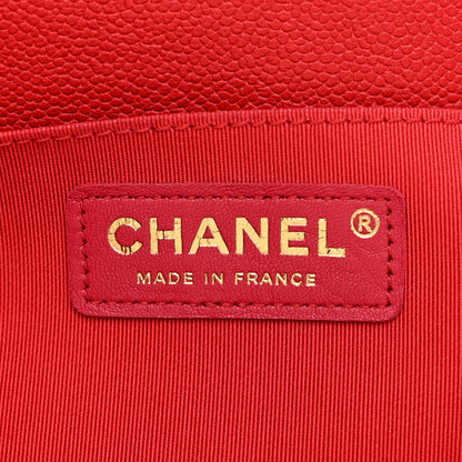 Chanel Caviar Chevron Quilted Medium Boy Flap Red 7 of 11