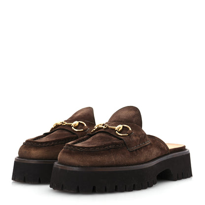 Gucci Suede Horsebit Platform Mules 37 Washed Brown 4 of 15