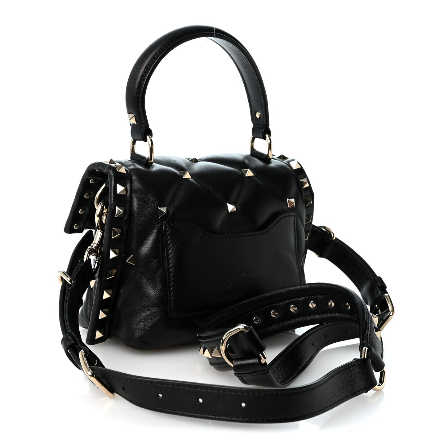 Nappa Mini Candystud Top Handle Bag Black