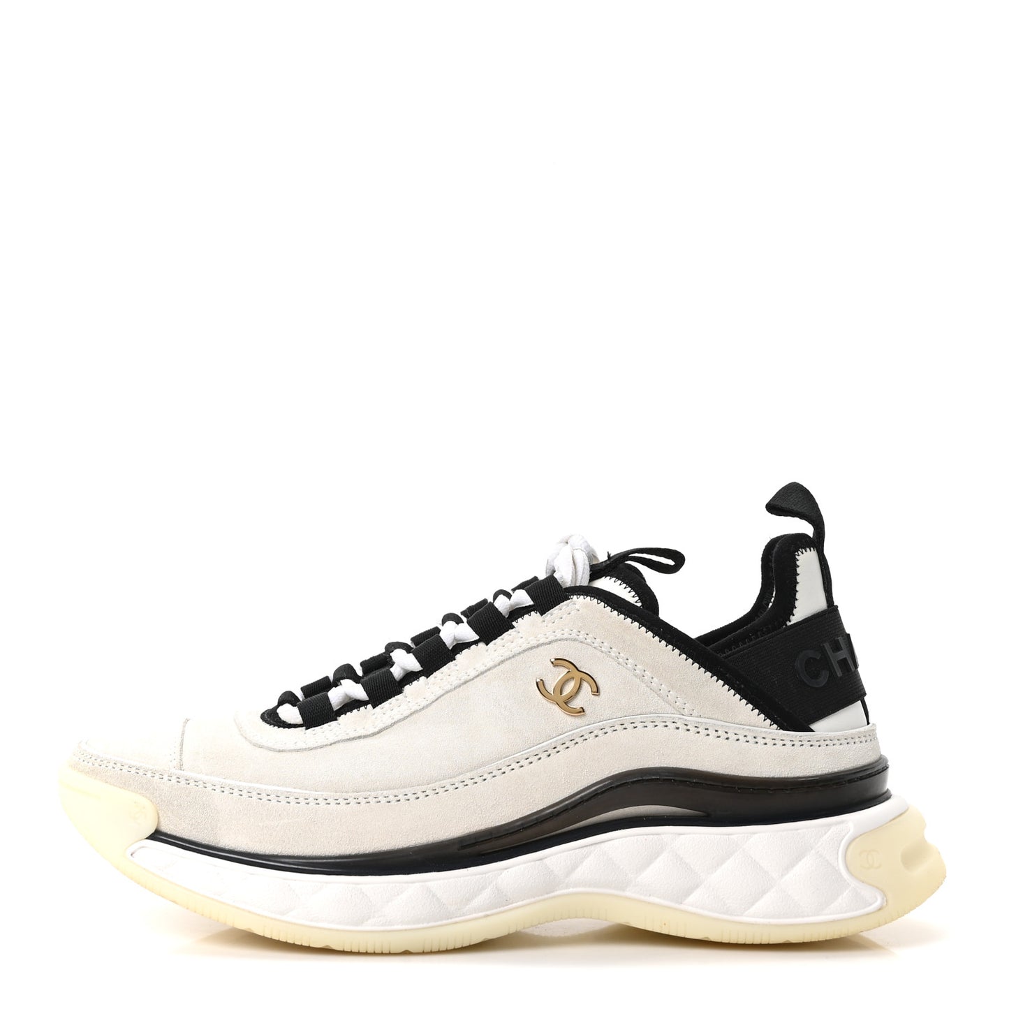 Suede Calfskin Nylon Grosgrain CC Sneakers 37 White