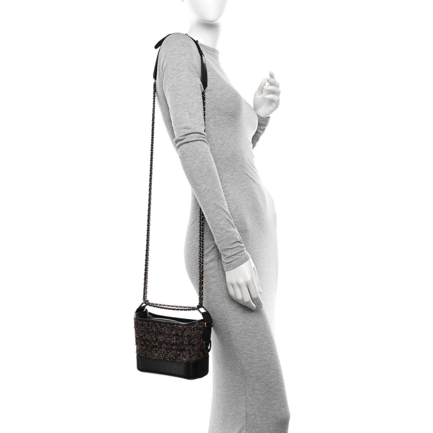 Chanel Tweed Calfskin Small Gabrielle Hobo Brown 2 of 10