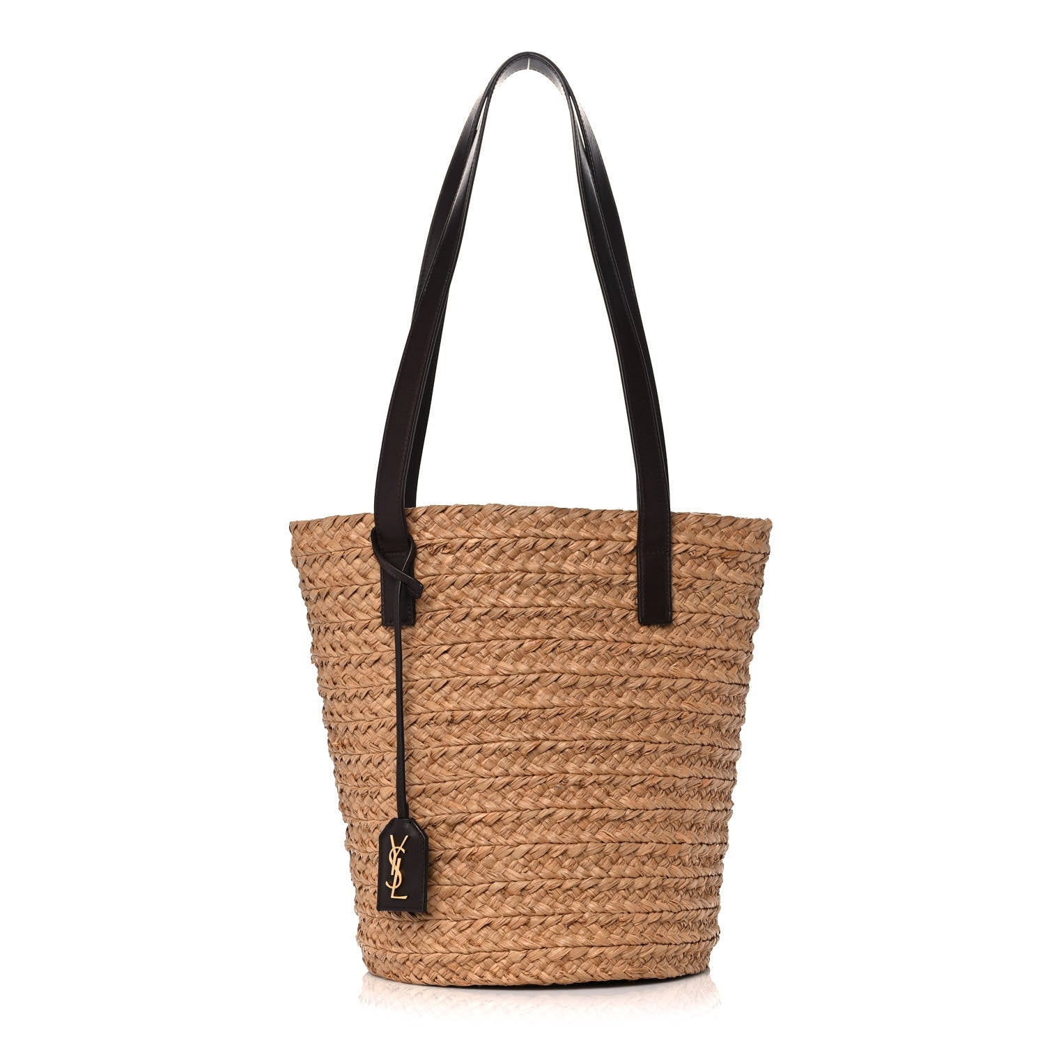 Saint Laurent Raffia Calfskin Small Panier Tote Naturale Nut 1 of 14