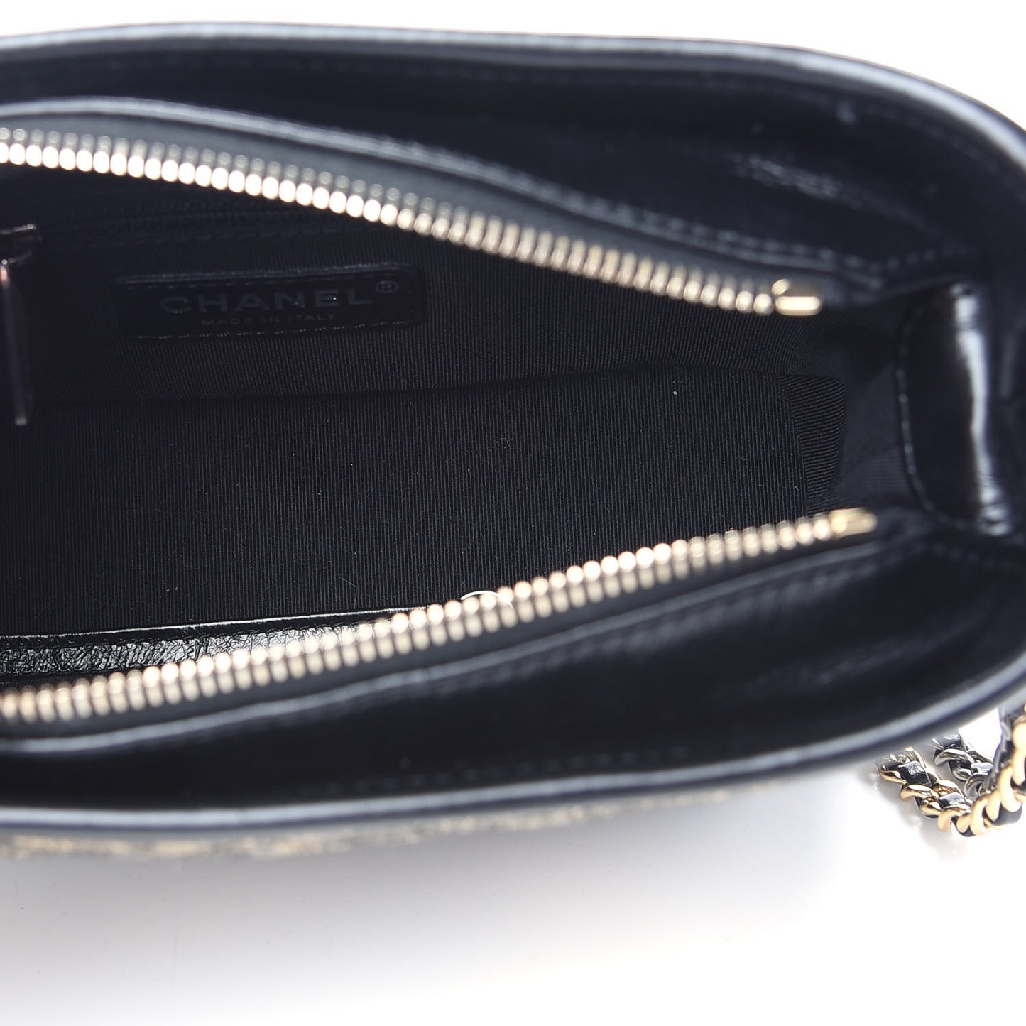 Metallic Crumpled Goatskin Quilted Small Gabrielle Hobo Black Gold