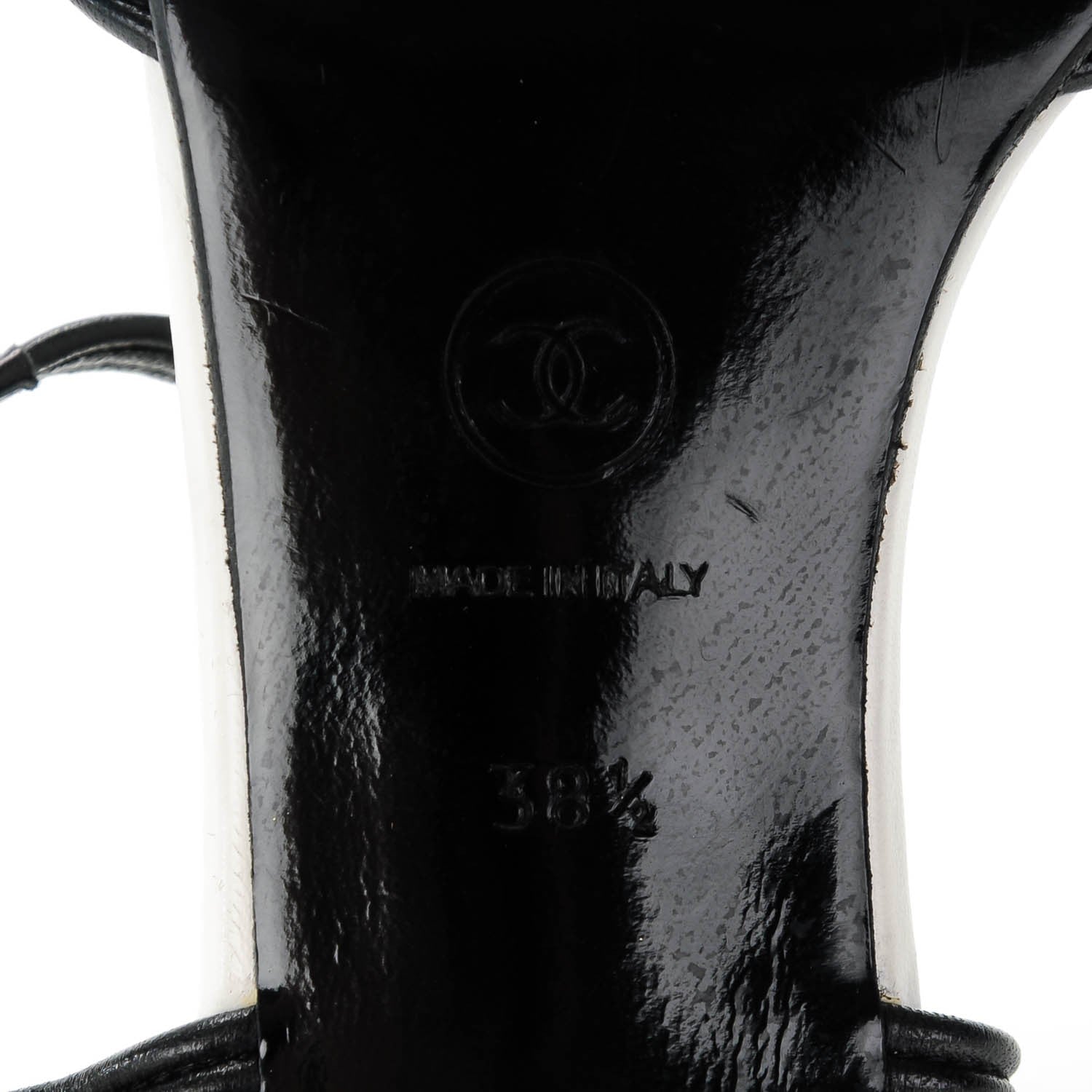 Chanel Lambskin Sandals 38.5 Black White 7 of 7