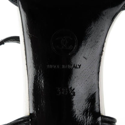 Chanel Lambskin Sandals 38.5 Black White 7 of 7