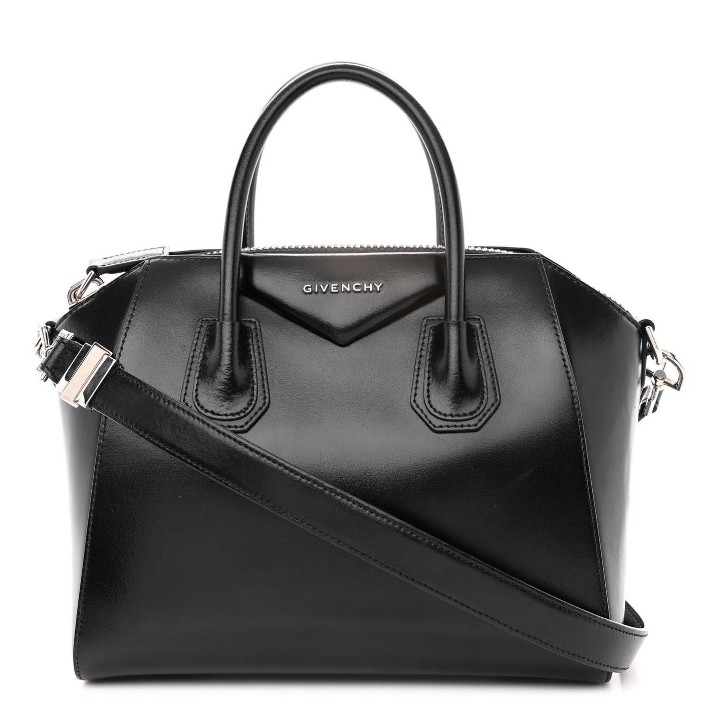 Shiny Lord Calfskin Small Antigona Black
