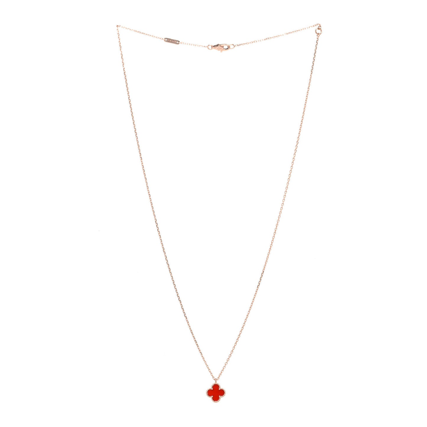 18K Rose Gold Carnelian Sweet Alhambra Pendant Necklace