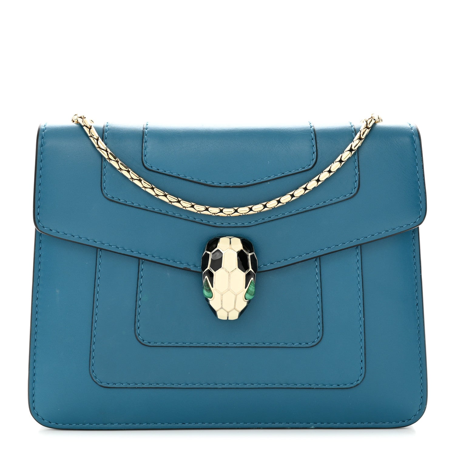 Bulgari Calfskin Serpenti Forever Crossbody Blue 1 of 30
