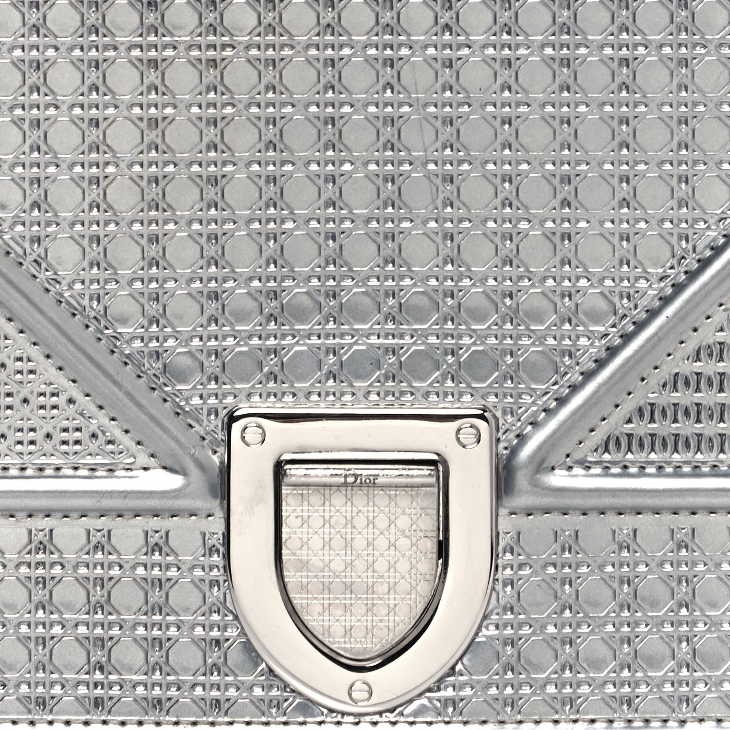 Christian Dior Metallic Patent Micro-Cannage Medium Diorama Flap Bag Silver 18 of 18