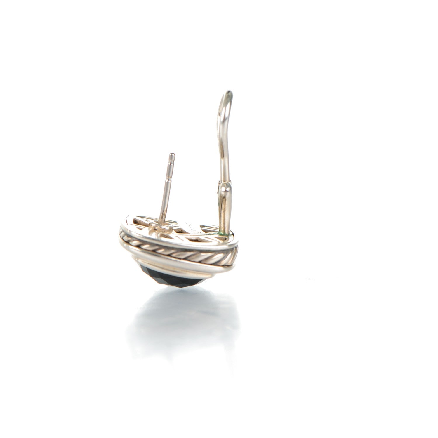 David Yurman Sterling Silver Onyx 10mm Albion Earrings 4 of 7