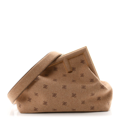 Fendi Flannel Karligraphy Embroidered Medium Fendi First Camel 1 of 11