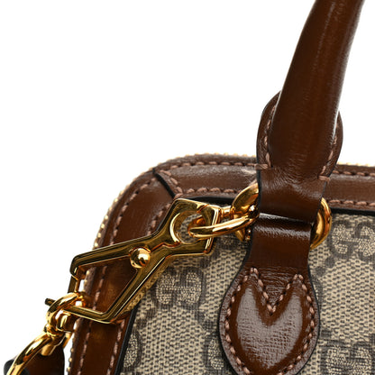 Gucci GG Supreme Monogram Azalea Calfskin Mini Horsebit 1955 Top Handle Bag Beige Ebony Brown Sugar 9 of 11