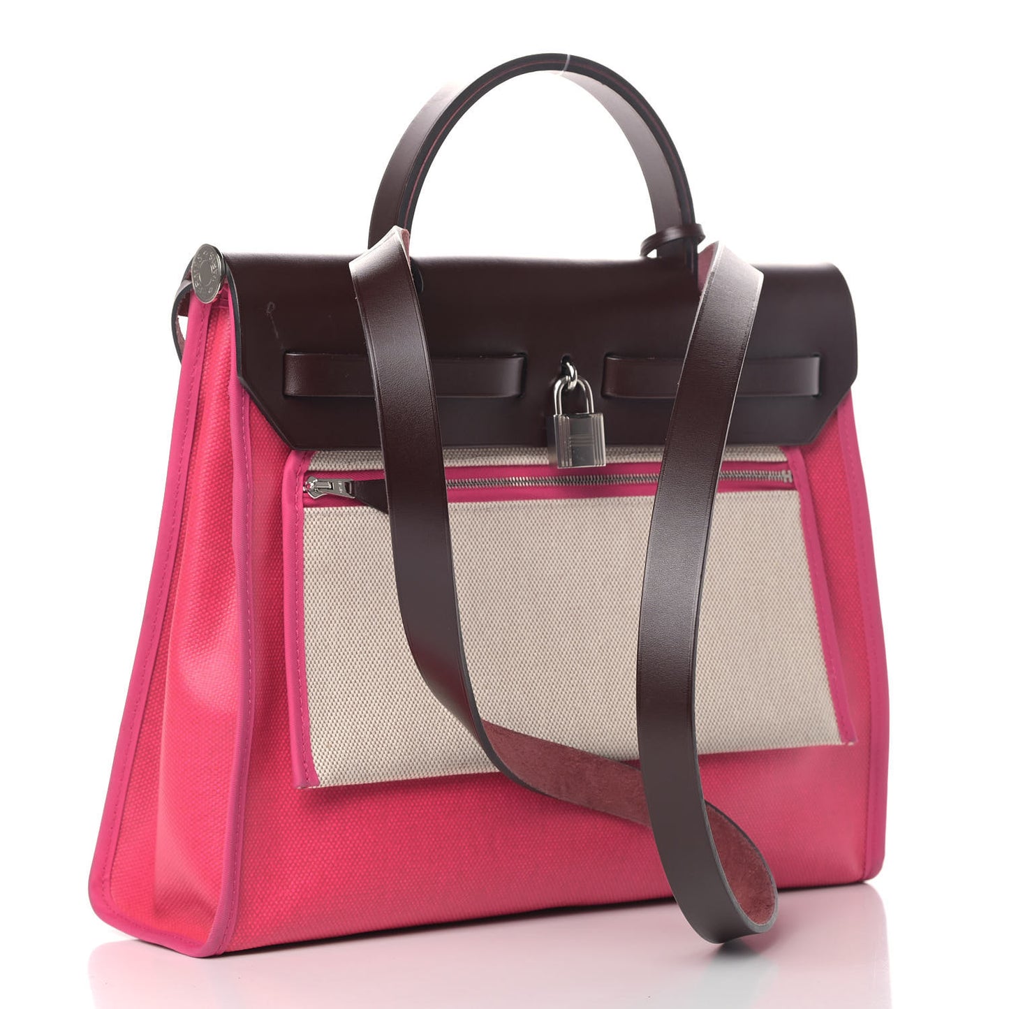 Toile H Berline Vache Hunter Herbag Zip 31 PM Rouge Sellier Rose Shocking