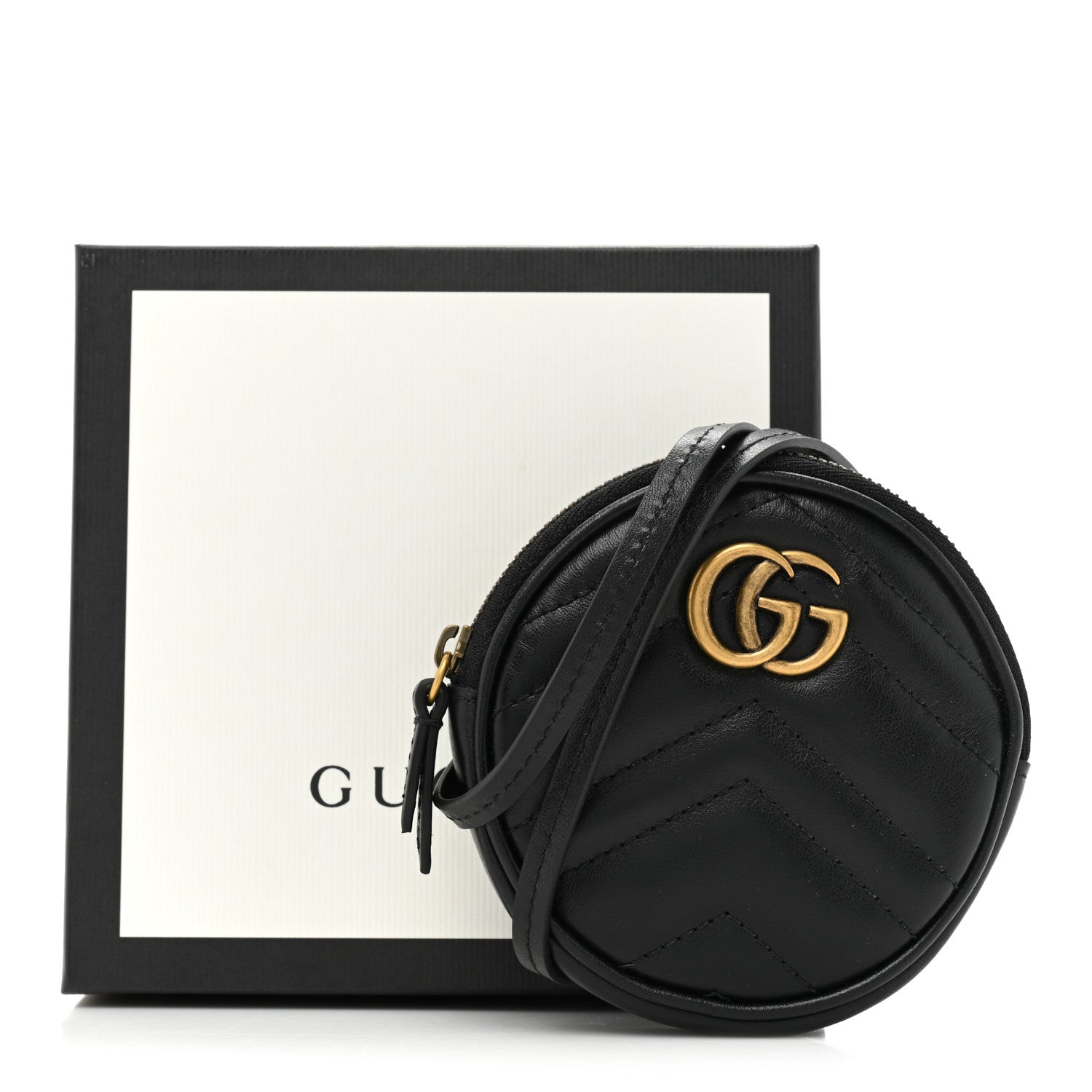Gucci Calfskin Matelasse GG Marmont Round Mini Bag Black 10 of 10