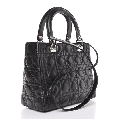 Christian Dior Lambskin Cannage Medium Lady Dior Black 4 of 8