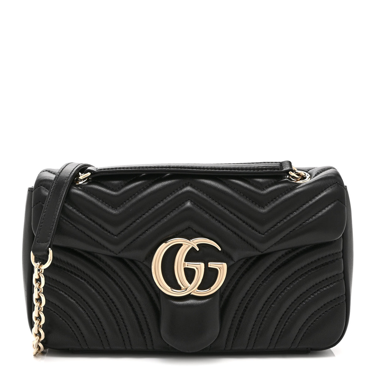 Gucci Lambskin Matelasse Medium GG Marmont Shoulder Bag Black 1 of 11