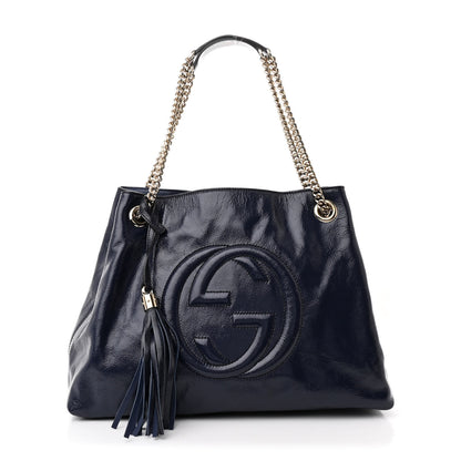 Gucci Vernice Naplack  Medium Soho Chain Shoulder Bag Uniform Blue 1 of 11