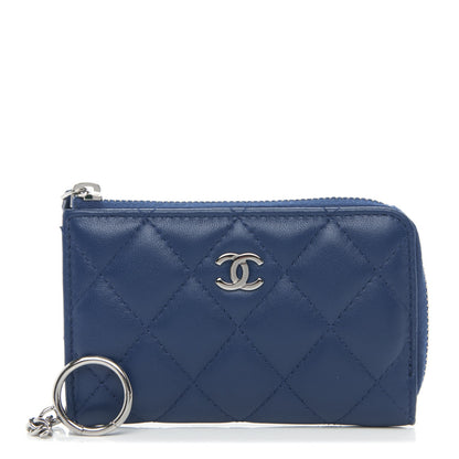 Chanel Lambskin Quilted Key Holder Case Blue 1 of 7