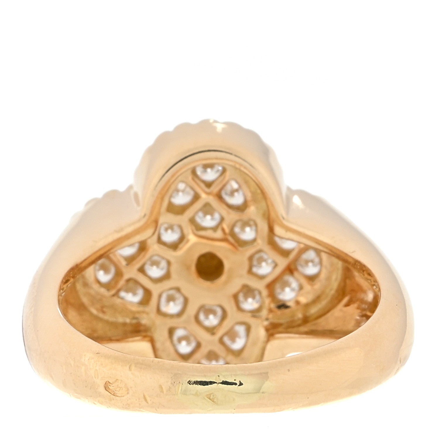 Van Cleef & Arpels 18K Yellow Gold Diamond Pave Vintage Alhambra Ring 52 6 3 of 4