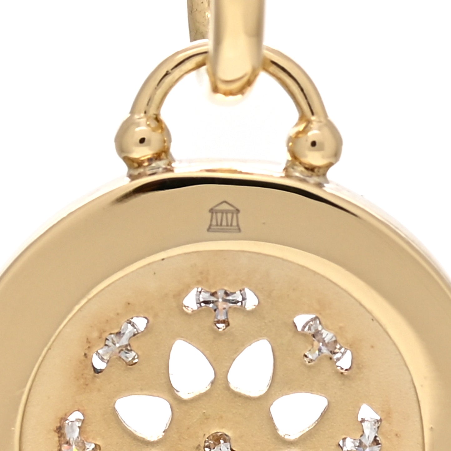 18K Yellow Gold Diamond Mandala Cutout Pendant