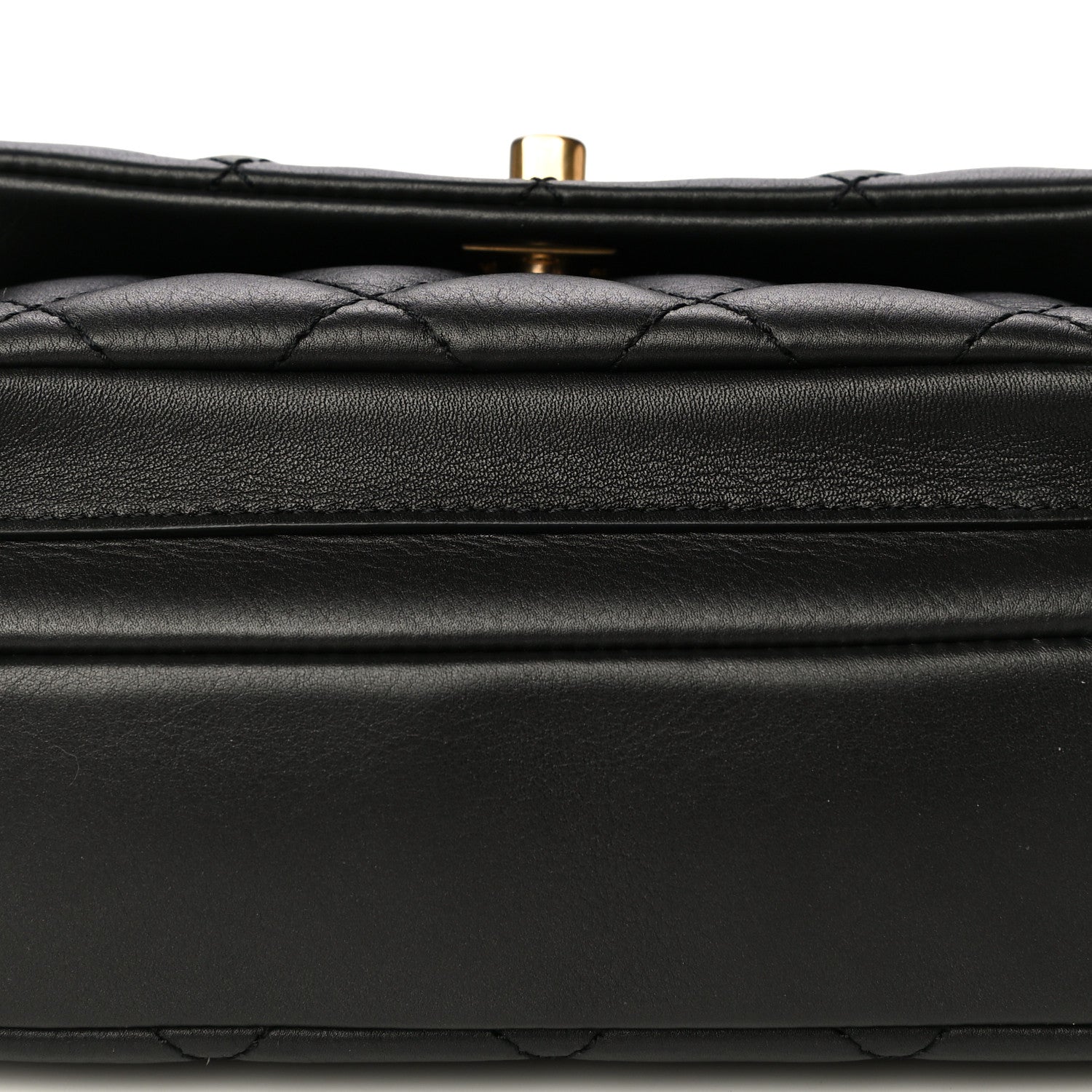 Chanel Calfskin Quilted Top Handle Flap Black 14 of 20