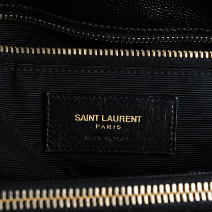 Saint Laurent Grain De Poudre Matelasse Chevron Monogram Shopping Bag Black 6 of 8