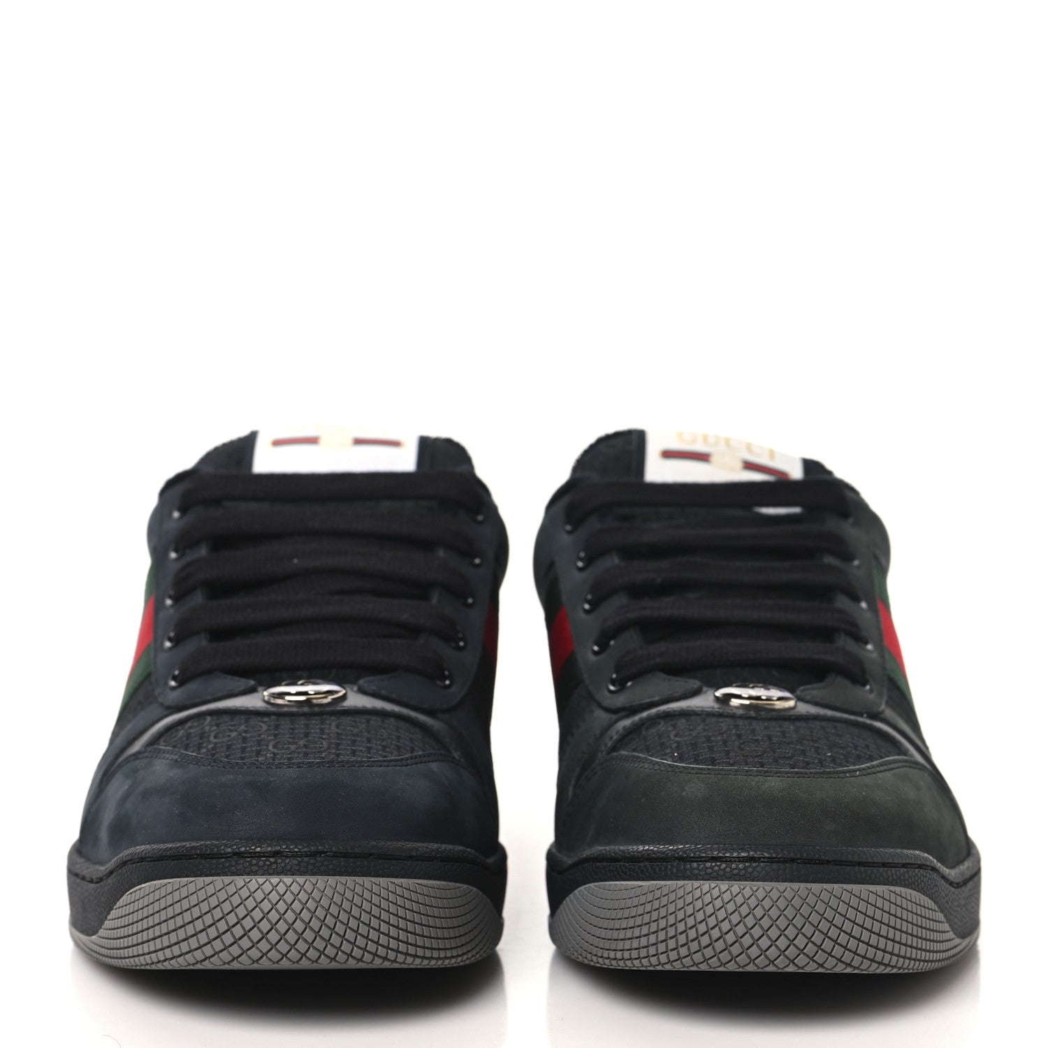 Gucci Calfskin Nylon GG Monogram Calfskin Web Mens Screener Sneakers 8 Black 3 of 10