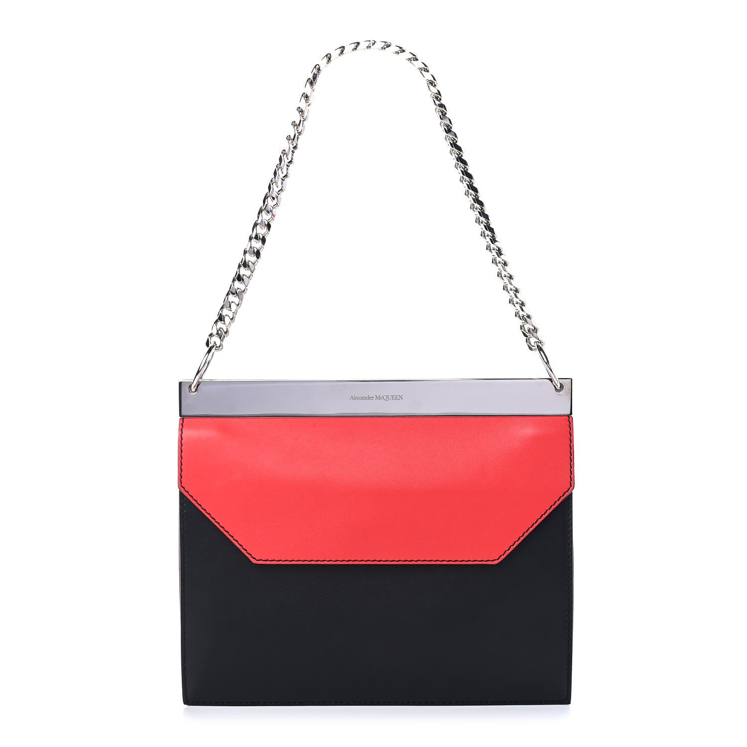 Alexander McQueen Calfskin Two Tone Drop Chain Shoulder Bag Red 1 of 9